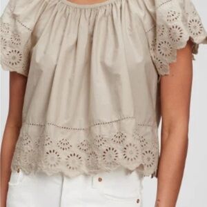 Gap eyelet flutter sleeve top S